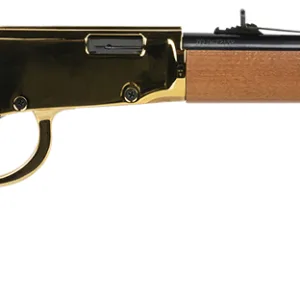 Rossi RL22181WD-GLD1 Rio Bravo 22 LR 15+1 18" Polished Black Barrel, Gold Metal Rec, Hardwood Furniture