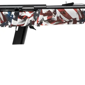 Savage Arms 40222 64 F Full Size 22 LR 10+1 21" Matte Black Carbon Steel Barrel, Matte Black Grooved Carbon Steel Receiver, American Flag Fixed Synthetic Stock, Right Hand