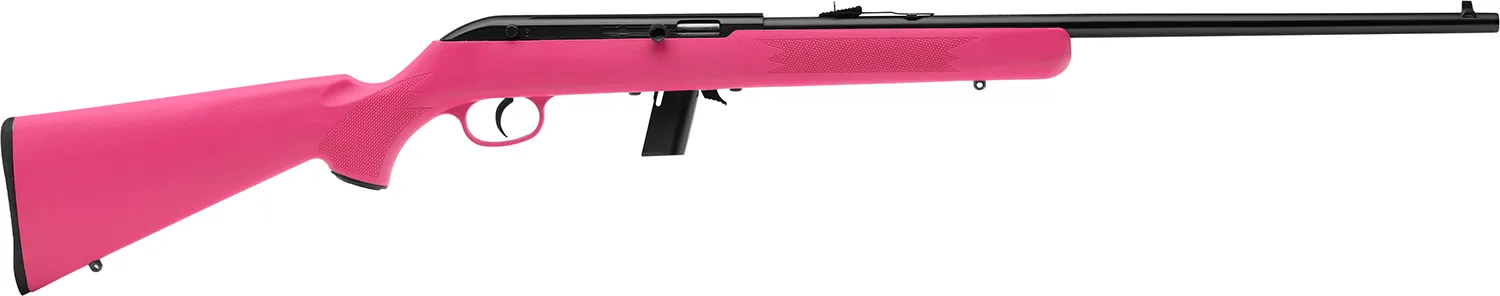 Savage Arms 40218 64 F Full Size 22 LR 10+1 21" Matte Black Carbon Steel Barrel, Matte Black Grooved Carbon Steel Receiver, Pink Fixed Synthetic Stock, Right Hand