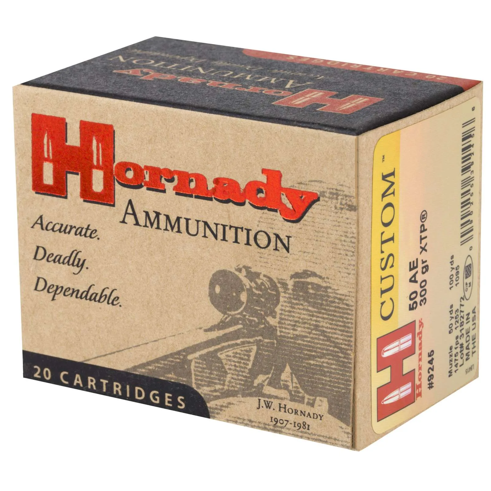 HORNADY CUSTOM 50AE 300GR HTP-HP 20RD BX 200RD CASE - Image 2