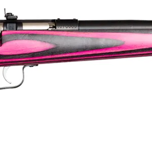 Crickett KSA2226 Youth  22 LR 1rd 16.12" Stainless Steel Barrel, Fixed Front/Adjustable Rear Peep Sights, Pink/Black Laminate Stock w/11.5" LOP, Rebounding Firing Pin Safety