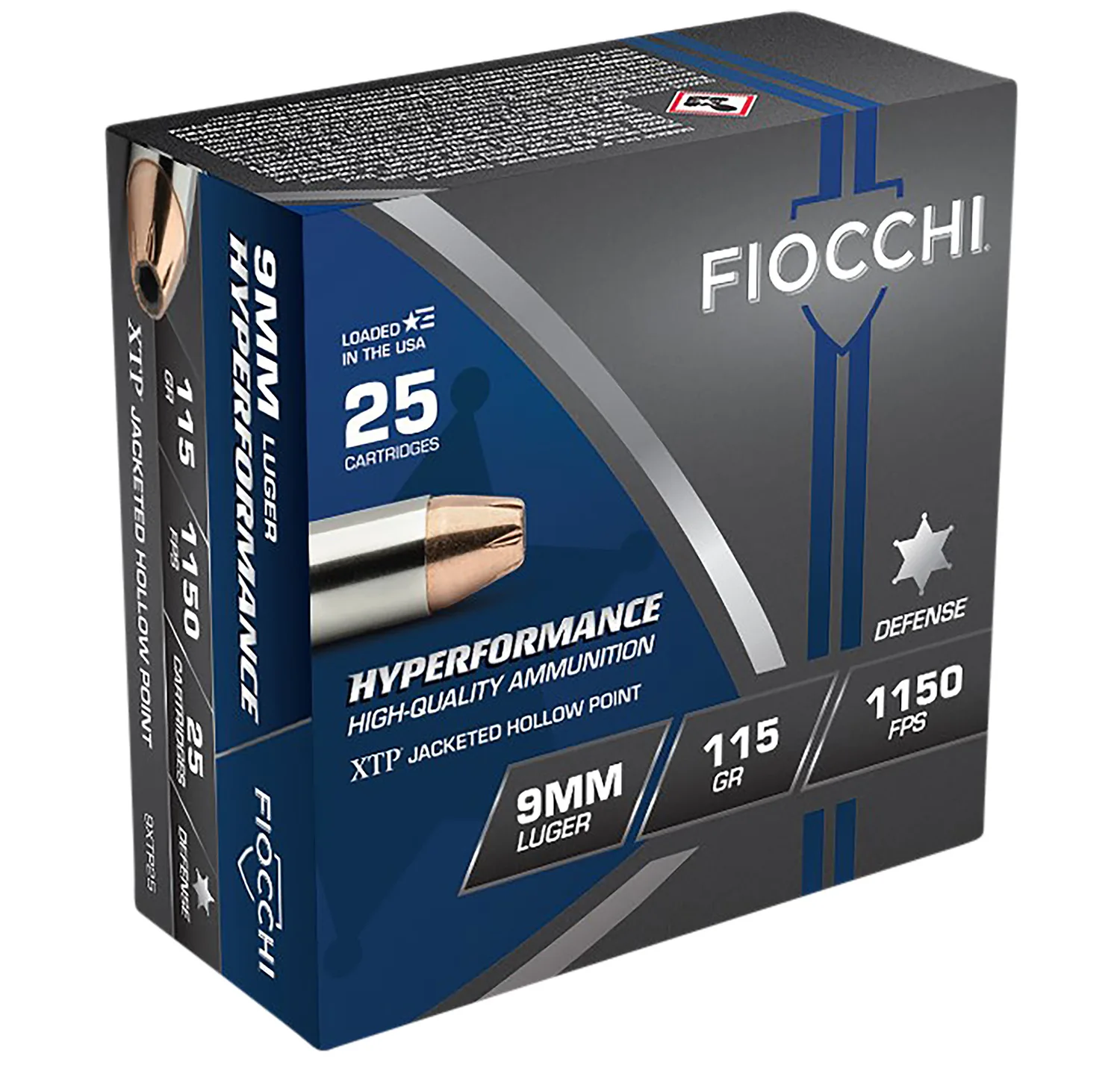 Fiocchi 9XTP25 Hyperformance 9mmLuger 115gr Hornady XTP Hollow Point 25 Per Box/20 Case
