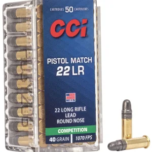 CCI 0051 Pistol Match Competition 22LR 40gr Lead Round Nose 50 Per Box/100 Case