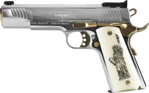 GIRSAN MC1911S WE THE PEOPLE - 9MM GOVT 5" CHROME/GOLD 9RD - Image 3