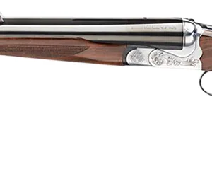 Rizzini USA 7001470 Rhino Express  470 Nitro Express 2rd 23" Gloss Blued 23" Chrome-Lined Barrel Coin Anodized Silver Engraved Steel Oiled Turkish Walnut Ambidextrous Hand
